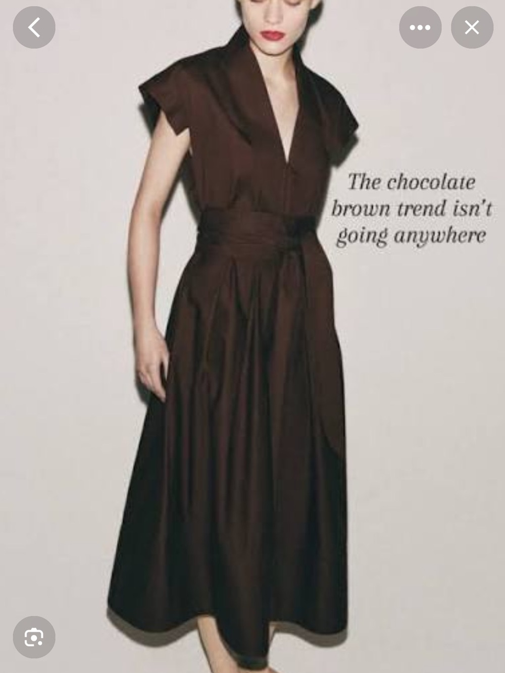Zara Chocolate Brown Midi Dress with Waist Tie